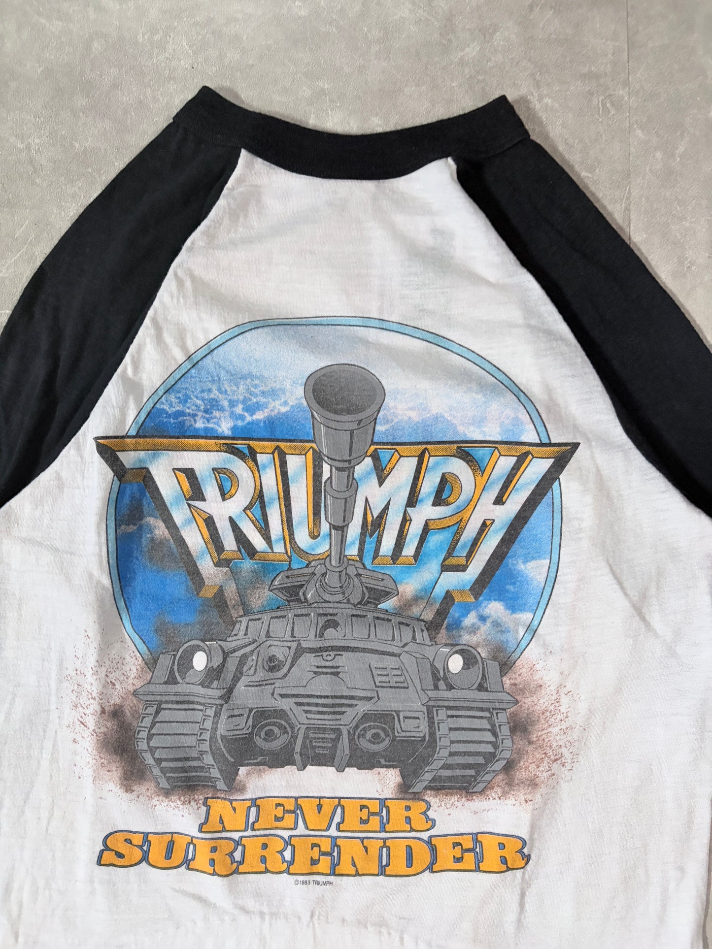 1983 Vintage Triumph Rock 'N' Roll Machine Tour 3/4 Sleeve White Shirt -M