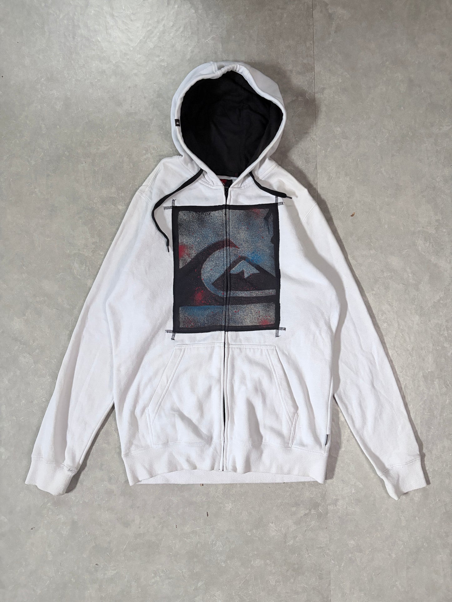2000s Vintage Quiksilver Surf White Hoodie -L