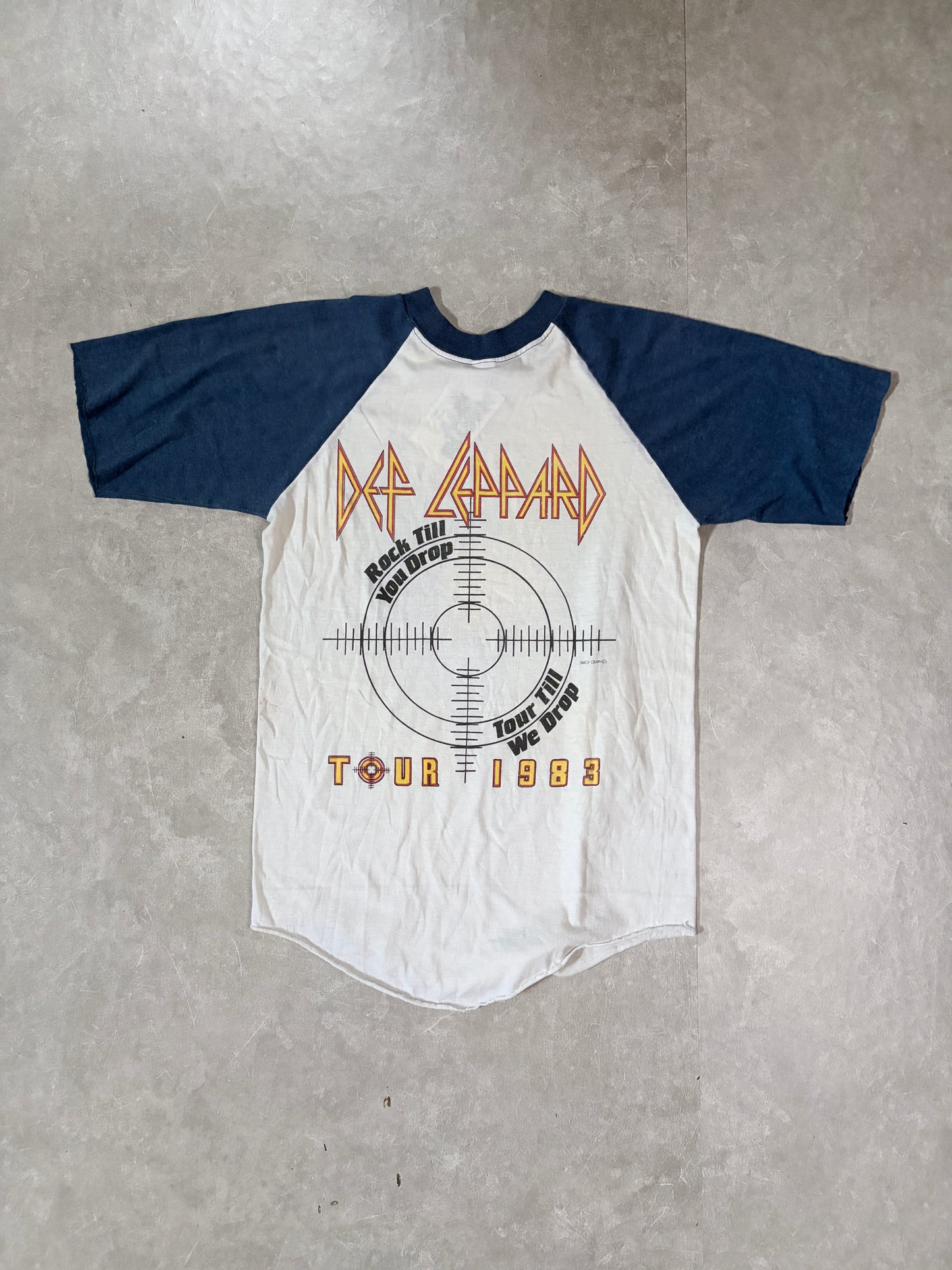 1983 Vintage Def Leppard Pyromania 3/4 Sleeve White Band Shirt -M