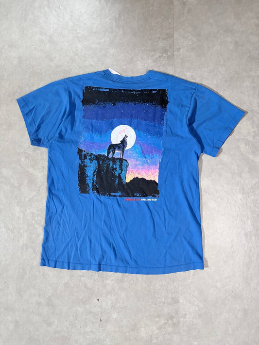 90s Vintage Marlboro Unlimited Wolf Blue T-Shirt -XL - XL | Martin City Vintage