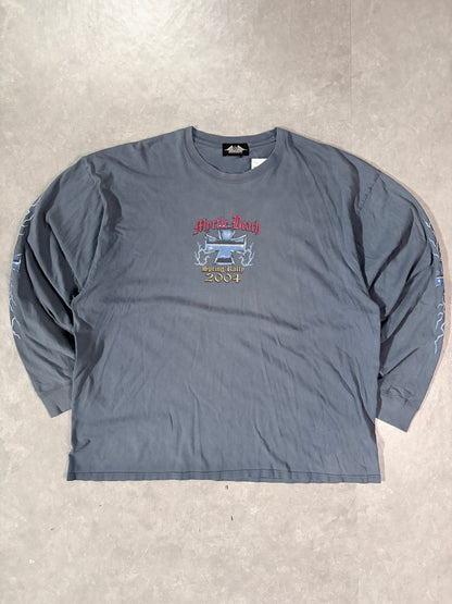 2004 Vintage Lightning Sleeve Biker Navy Long Sleeve Shirt -XXL