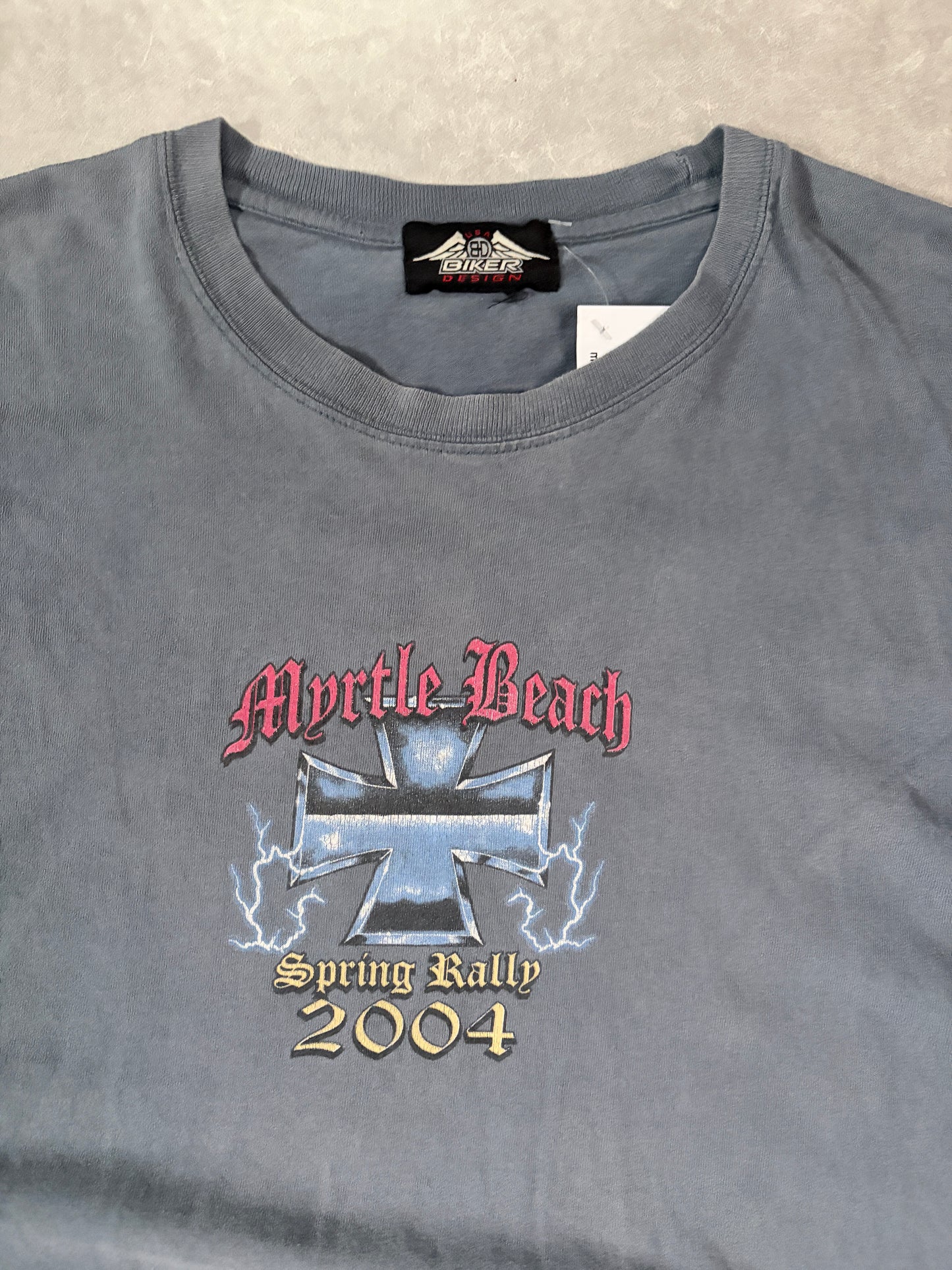 2004 Vintage Lightning Sleeve Biker Navy Long Sleeve Shirt -XXL
