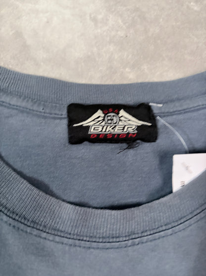 2004 Vintage Lightning Sleeve Biker Navy Long Sleeve Shirt -XXL