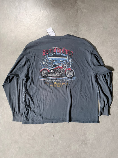2004 Vintage Lightning Sleeve Biker Navy Long Sleeve Shirt -XXL