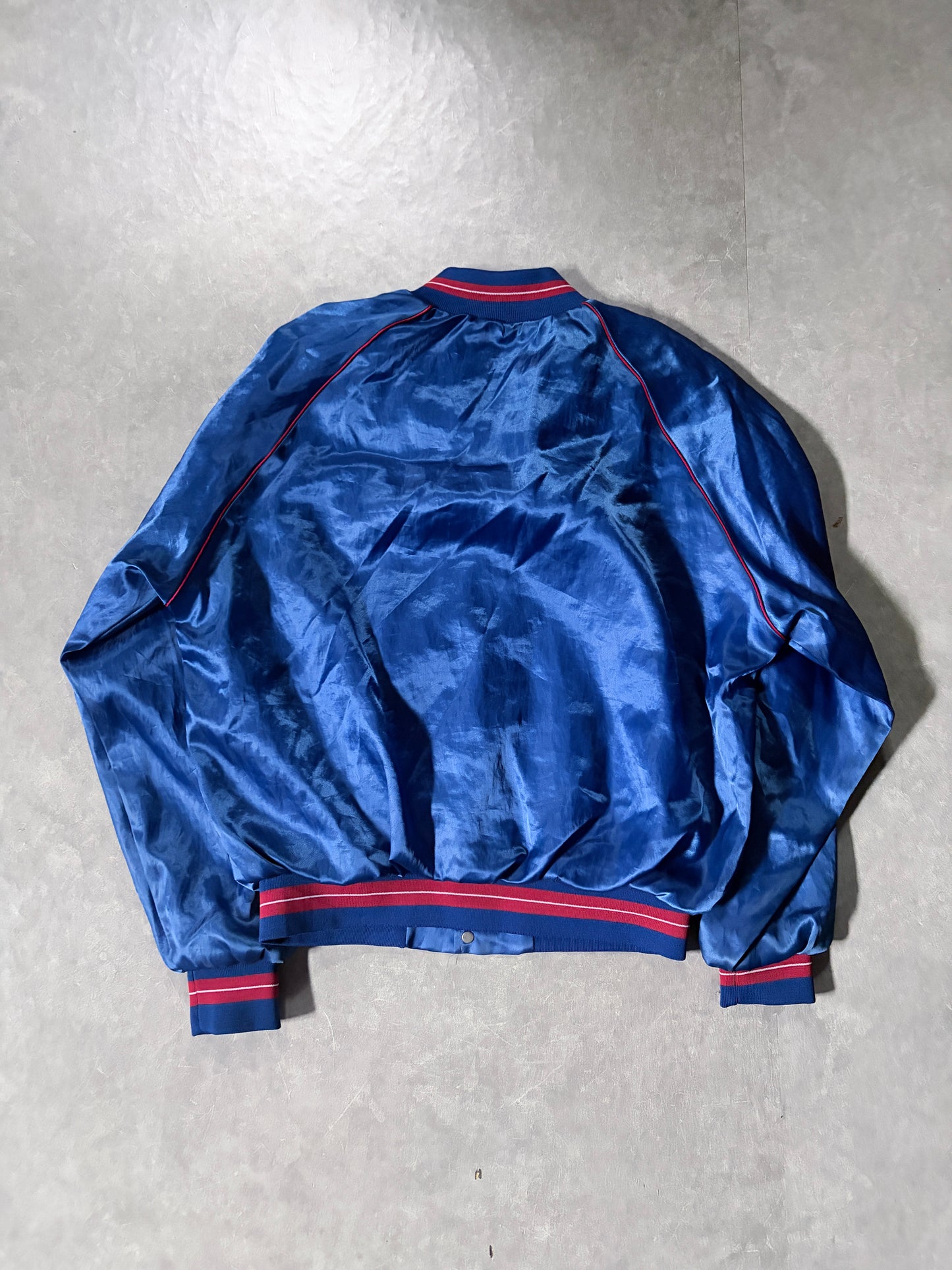 90s Vintage Budweiser Beer Blue Satin Jacket -L