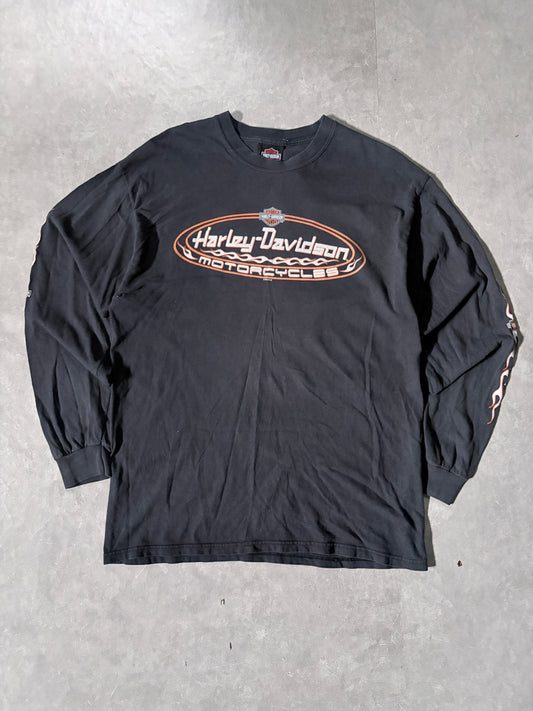 2000's Vintage Harley Davidson Black Long Sleeve Full Front View