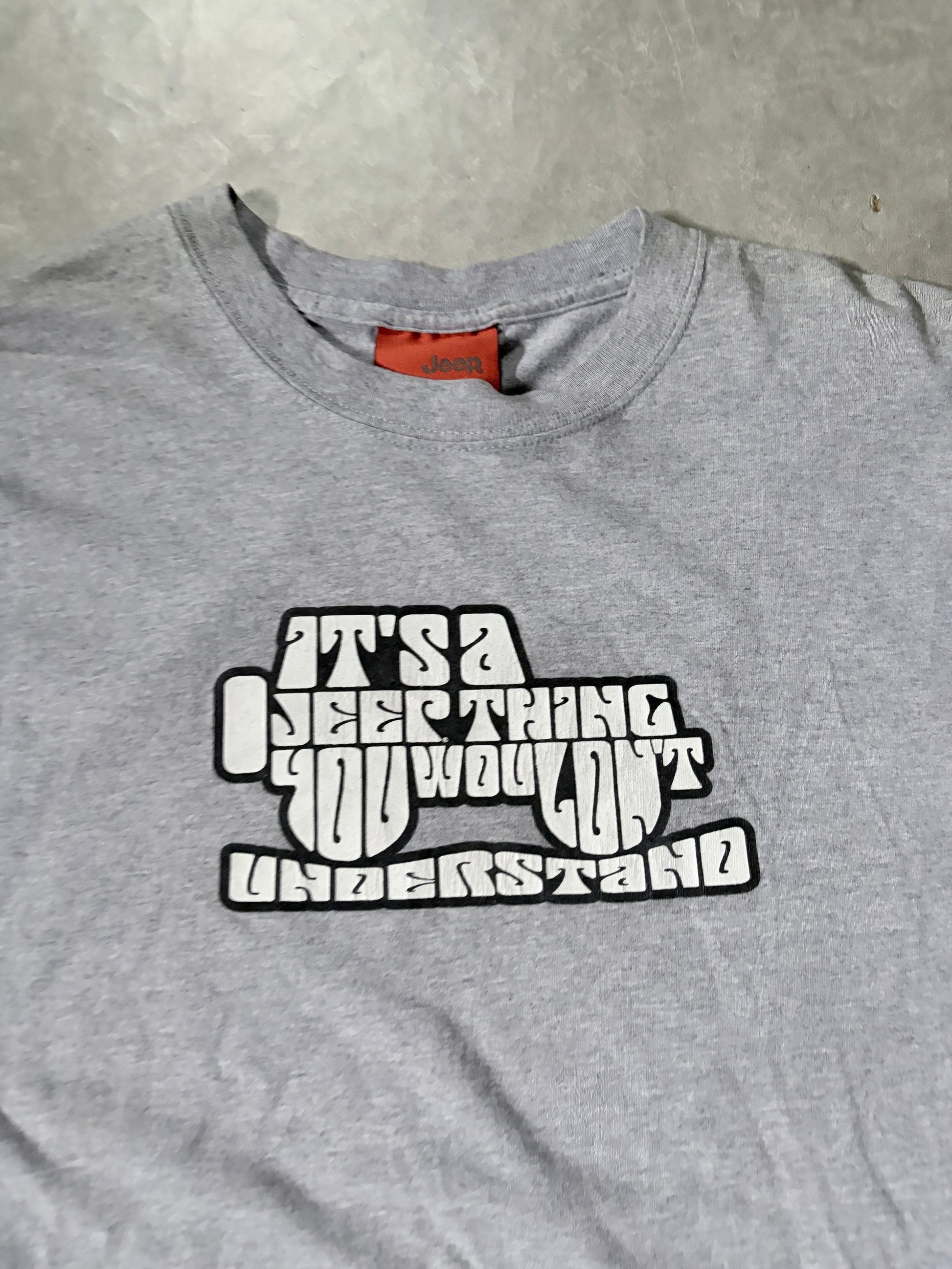2000's Vintage Jeep Print Shirt Front Graphic Close Up