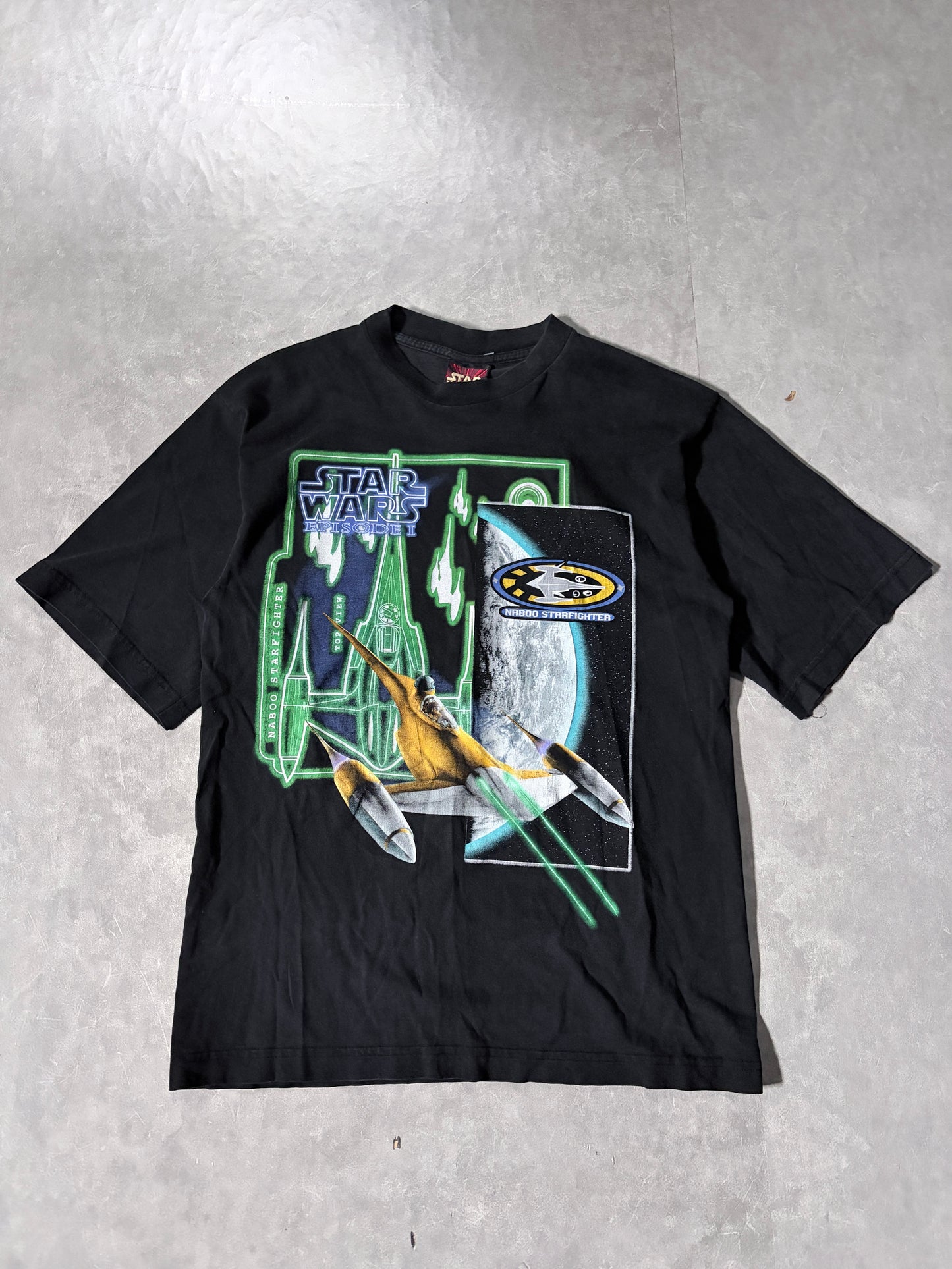 90's Vintage Star Wars Black T-Shirt Full Front View