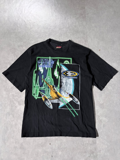 90's Vintage Star Wars Black T-Shirt Full Front View