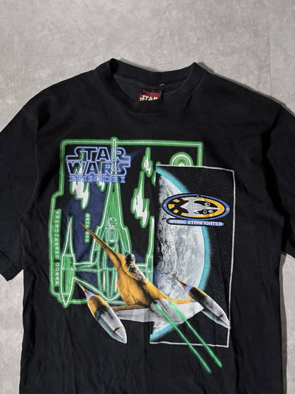 90's Vintage Star Wars Black T-Shirt Front Graphic Close Up