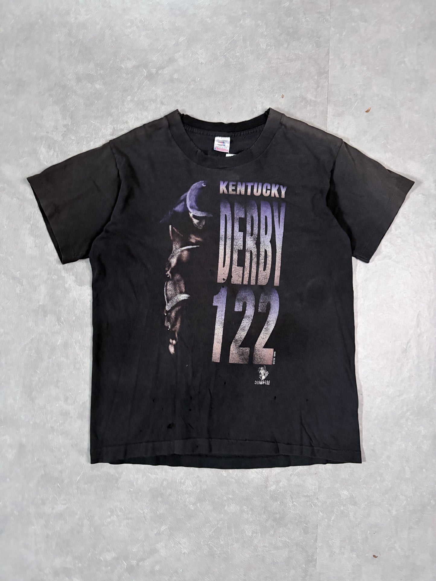 90's Vintage Kentucky Derby Black T-Shirt Full Front View