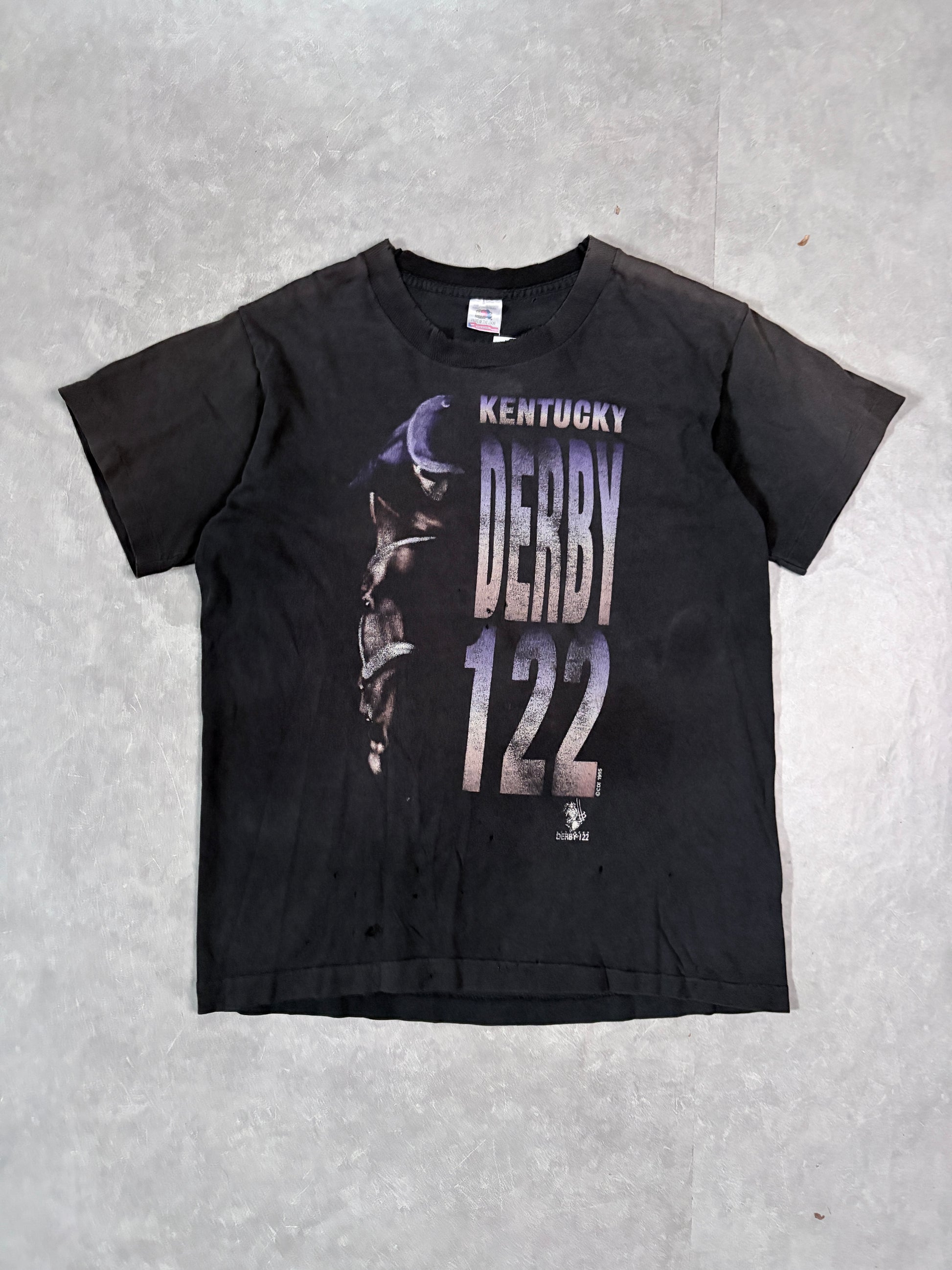 90's Vintage Kentucky Derby Black T-Shirt Full Front View