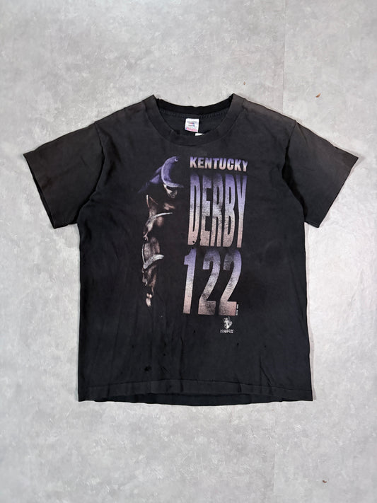 90's Vintage Kentucky Derby Black T-Shirt Full Front View