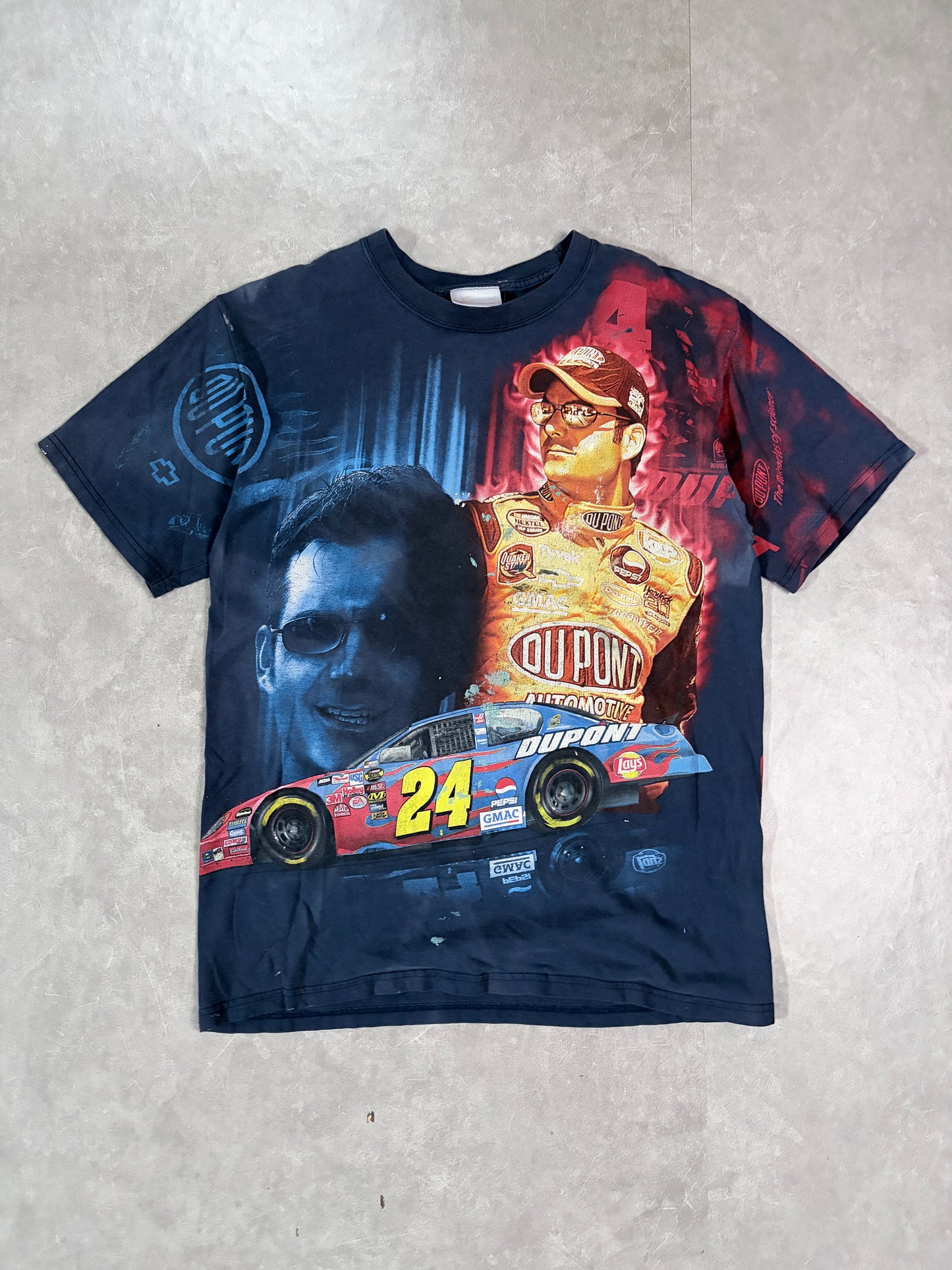 2000s Vintage NASCAR Jeff Gordon Faded Navy AOP T-Shirt -M