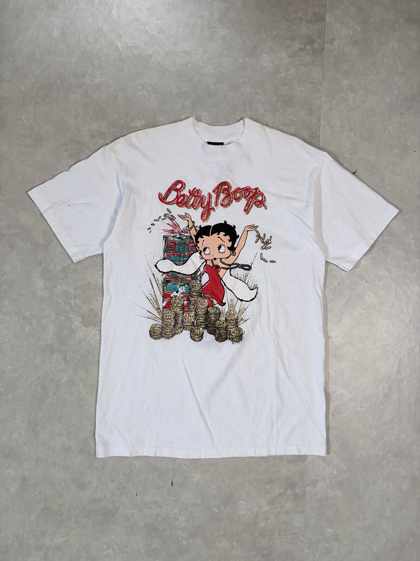 90's Vintage Betty Boop White T-Shirt Full Front View