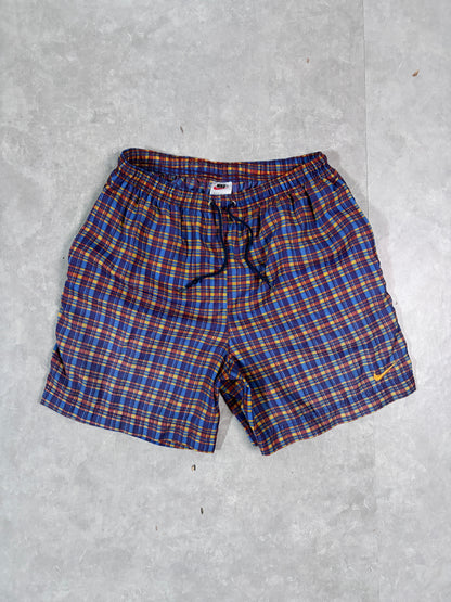 2000's Vintage Nike Plaid Shorts Full Front View