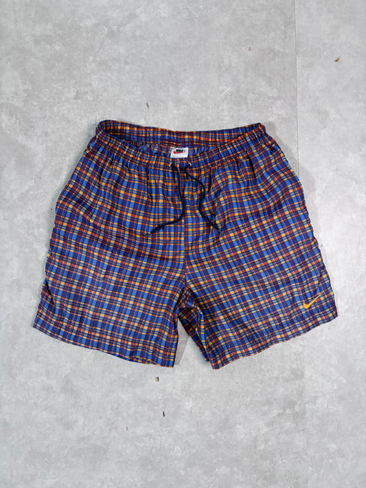 2000's Vintage Nike Plaid Shorts Full Front View