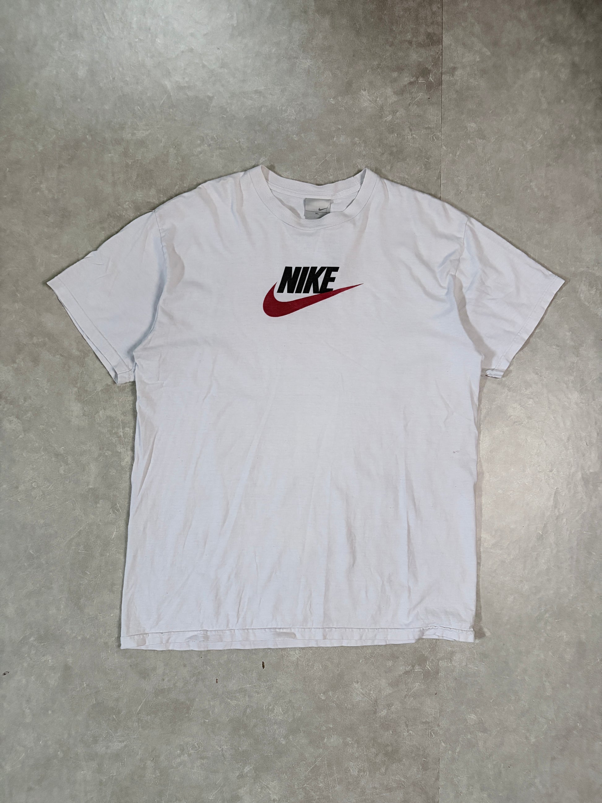 2000's Vintage Nike Swoosh White T-Shirt Full Front View