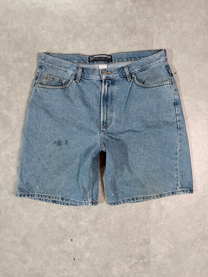 2000's Vintage Roundtree Light Wash Distressed Jorts Full Front View
