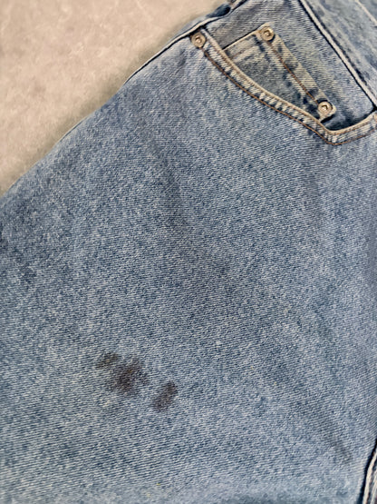 2000's Vintage Roundtree Light Wash Distressed Jorts Distressing and Fade Detail