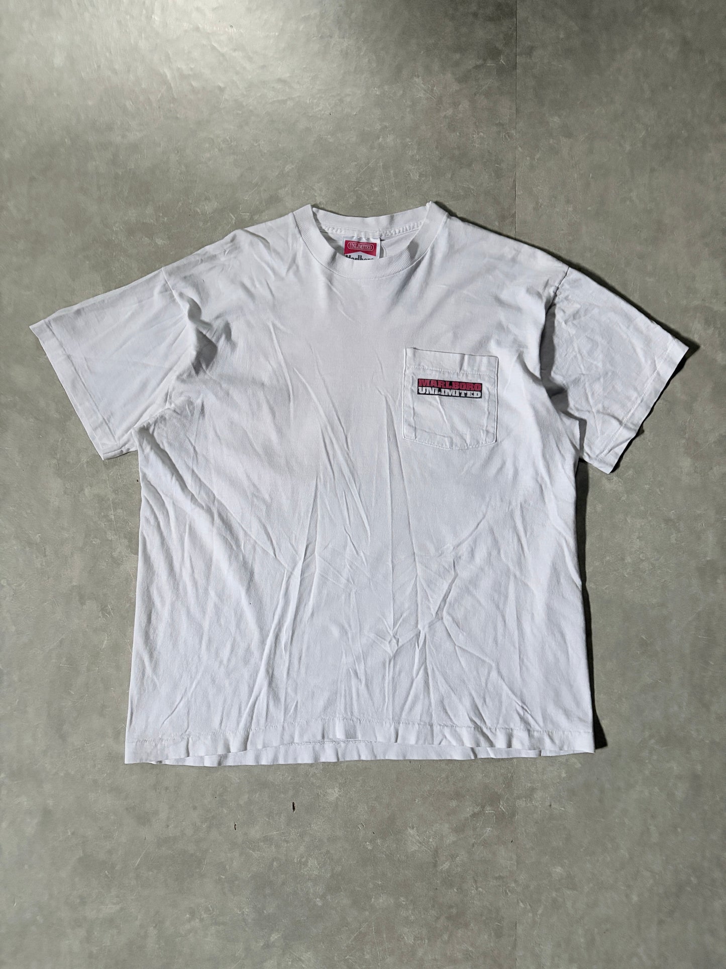 90s Vintage Marlboro Unlimited Train Map White T-Shirt -XL