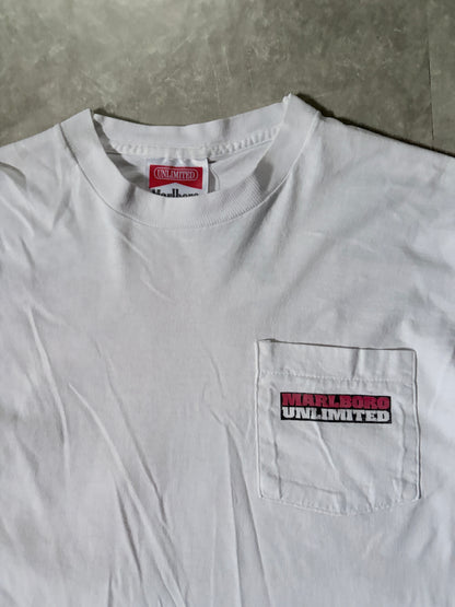 90s Vintage Marlboro Unlimited Train Map White T-Shirt -XL