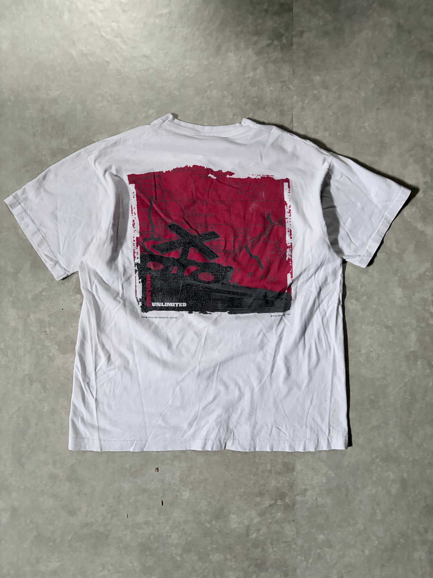 90s Vintage Marlboro Unlimited Train Map White T-Shirt -XL