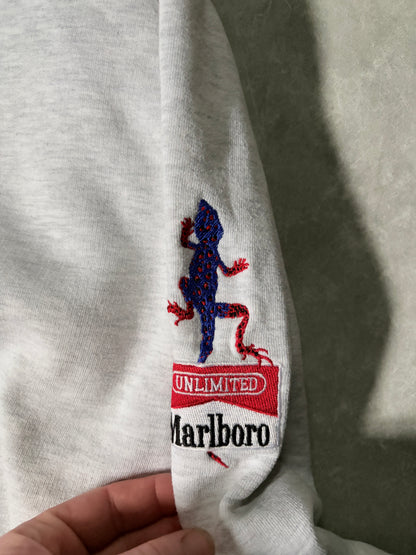 90s Vintage Marlboro Unlimited Lizard Embroidered Heather Grey Crewneck -XL