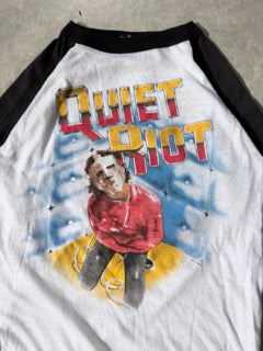 80s Vintage Quiet Riot 3/4 Sleeve White T-Shirt -M