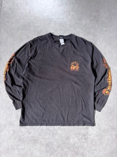 2000s Vintage Harley Davidson Flame Sleeve Black Pocket Shirt -XL