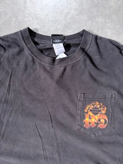 2000s Vintage Harley Davidson Flame Sleeve Black Pocket Shirt -XL