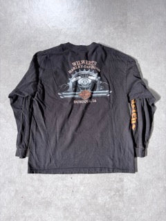 2000s Vintage Harley Davidson Flame Sleeve Black Pocket Shirt -XL