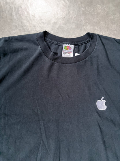 90s Vintage Apple Embroidered Black T-Shirt -XXL