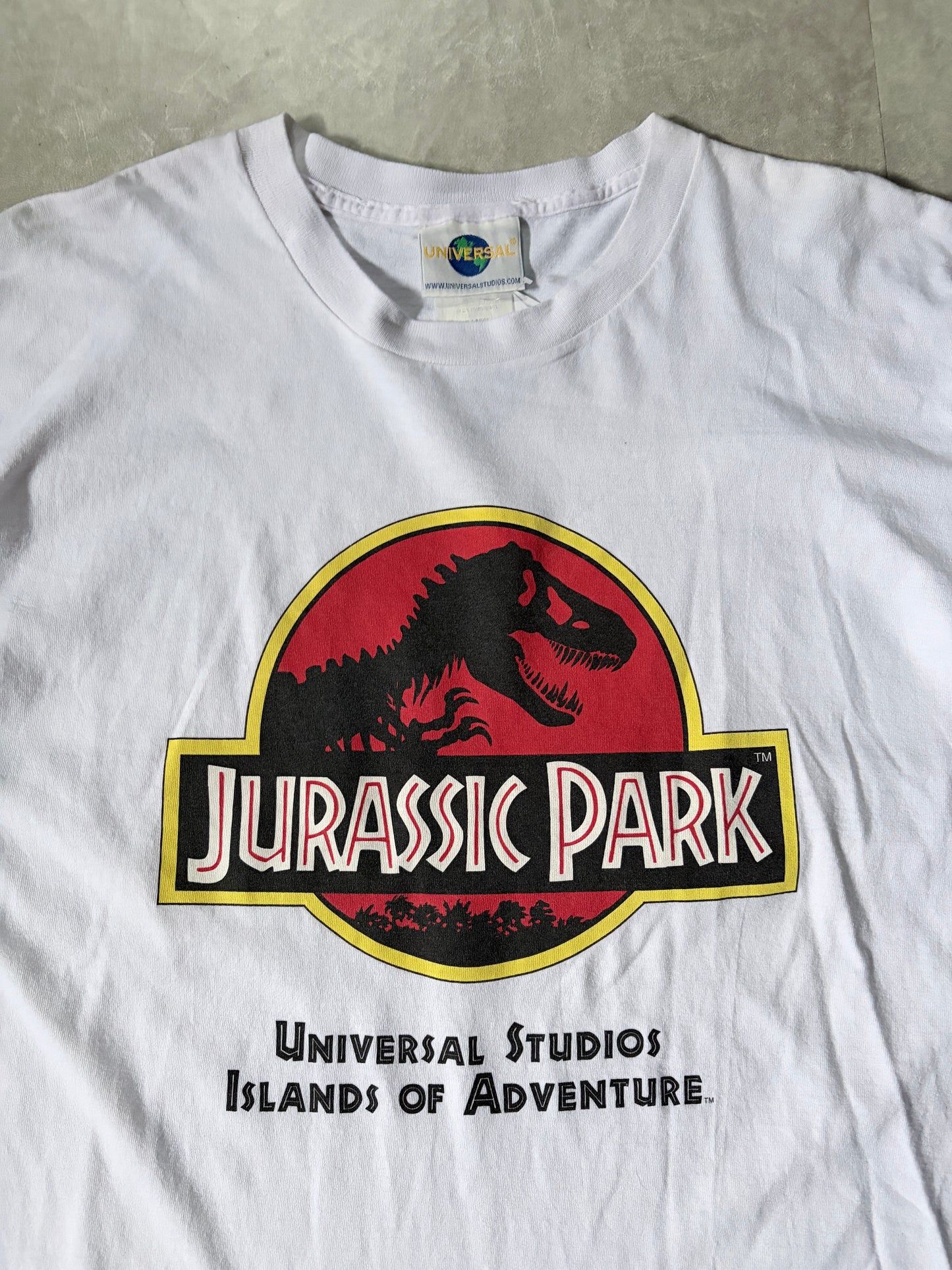 90s Vintage Jurassic Park Universal Studios White T-Shirt -XL