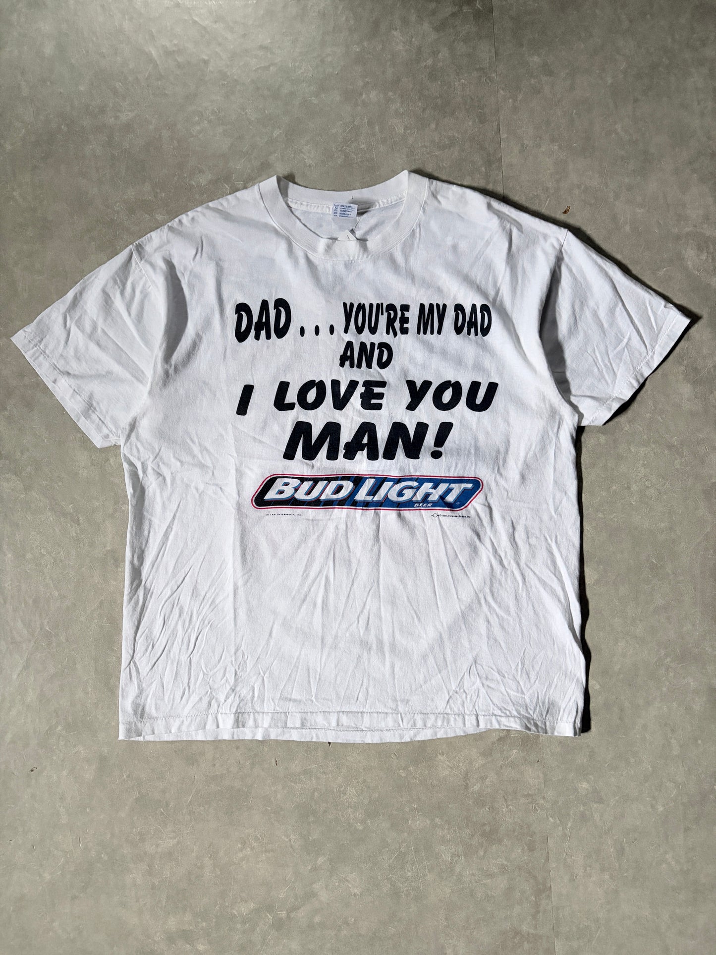 90s Vintage Bud Light I Love You Man White T-Shirt -XL