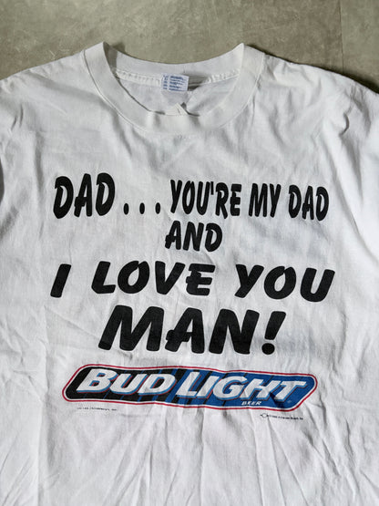 90s Vintage Bud Light I Love You Man White T-Shirt -XL