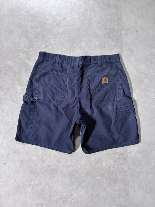 2000s Vintage Carhartt Distressed Navy Carpenter Shorts -36W