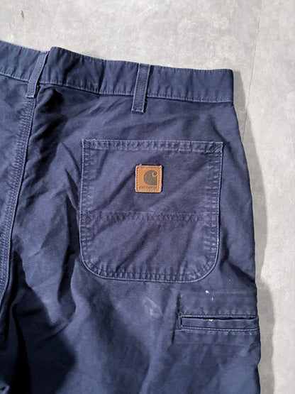 2000s Vintage Carhartt Distressed Navy Carpenter Shorts -36W