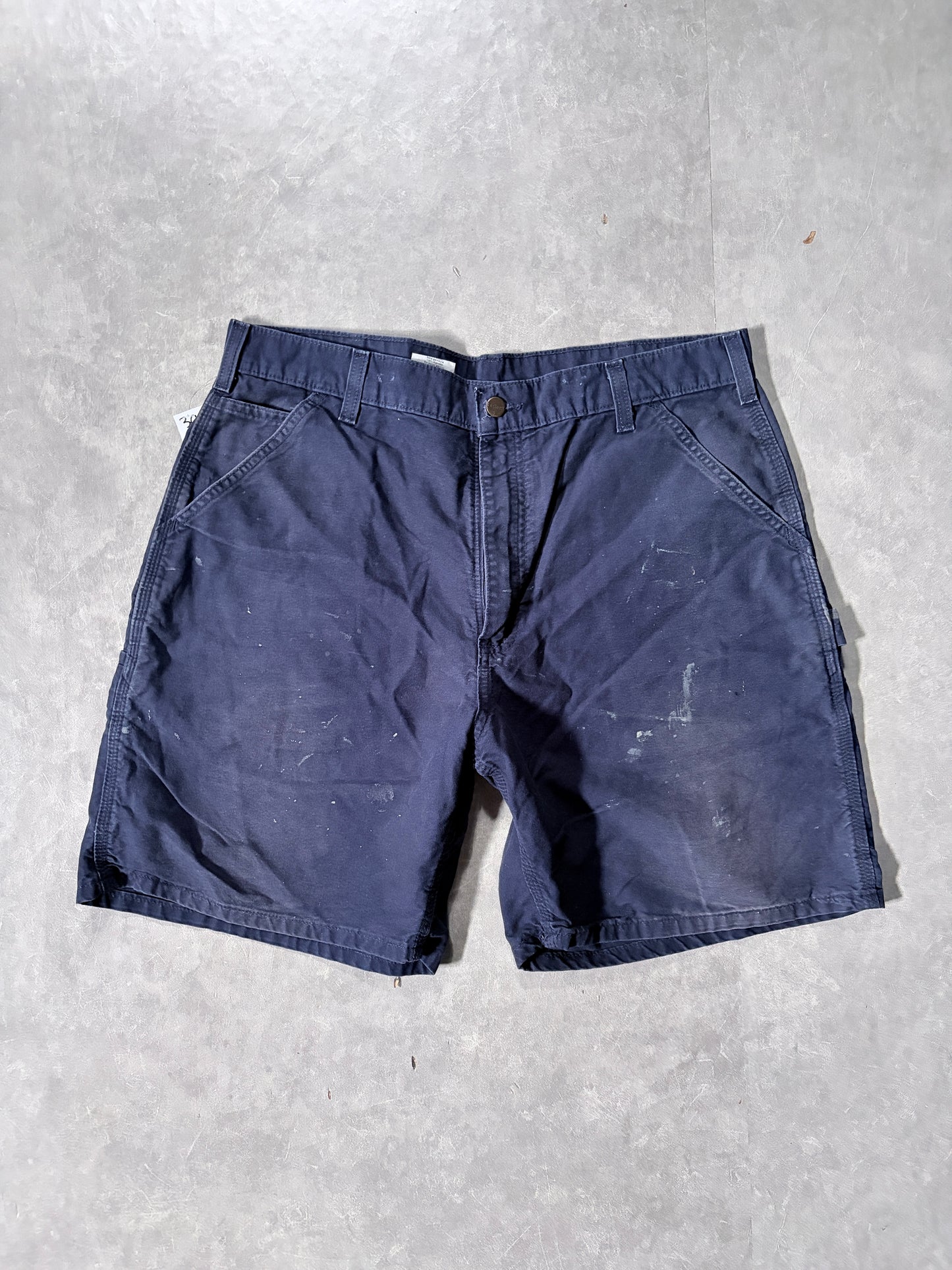 2000s Vintage Carhartt Distressed Navy Carpenter Shorts -36W