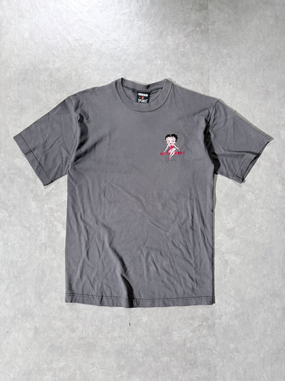 90s Vintage Betty Boop Embroidered Minimal Grey T-Shirt -M