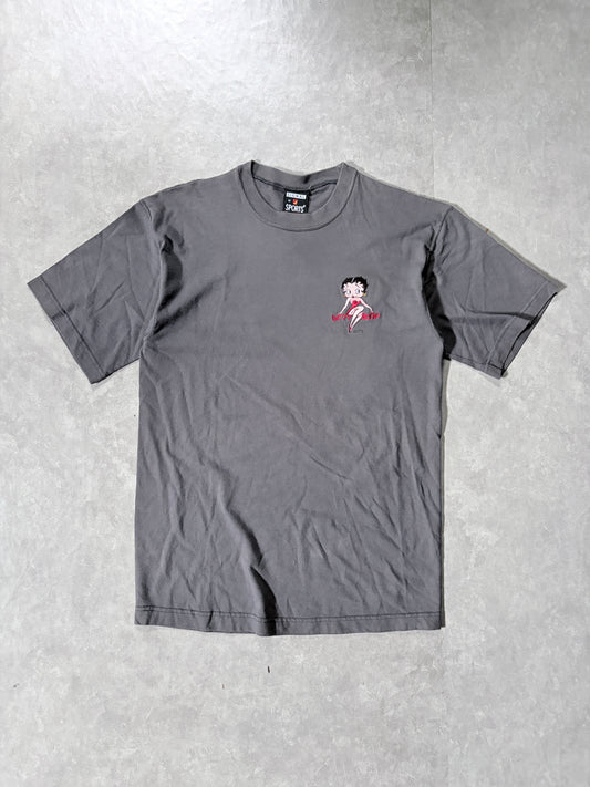 90s Vintage Betty Boop Embroidered Minimal Grey T-Shirt -M