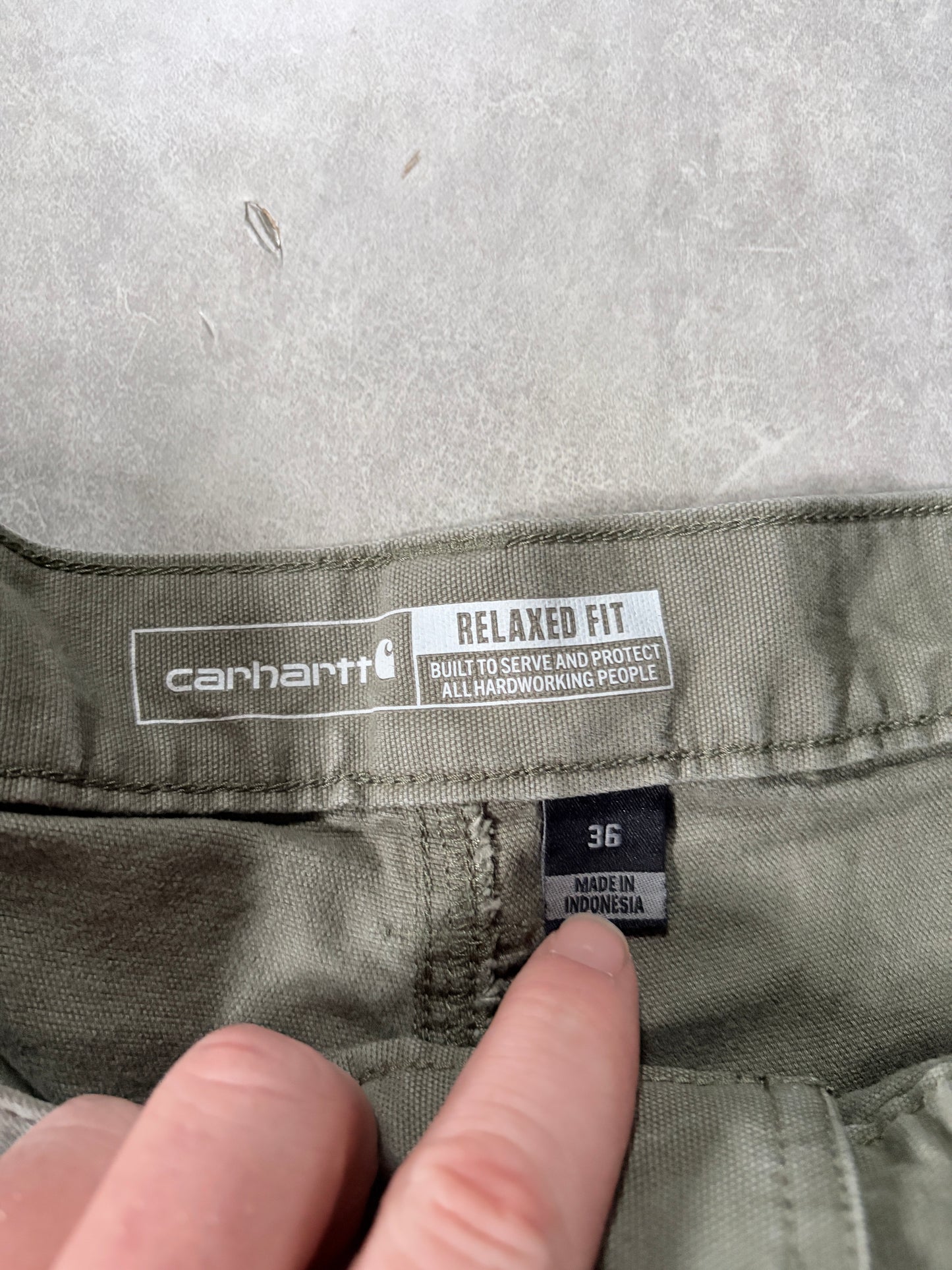 Carhartt Distressed Green Shorts -36W