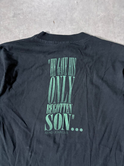 90s Vintage Living Epistles Jesus Black T-Shirt -M