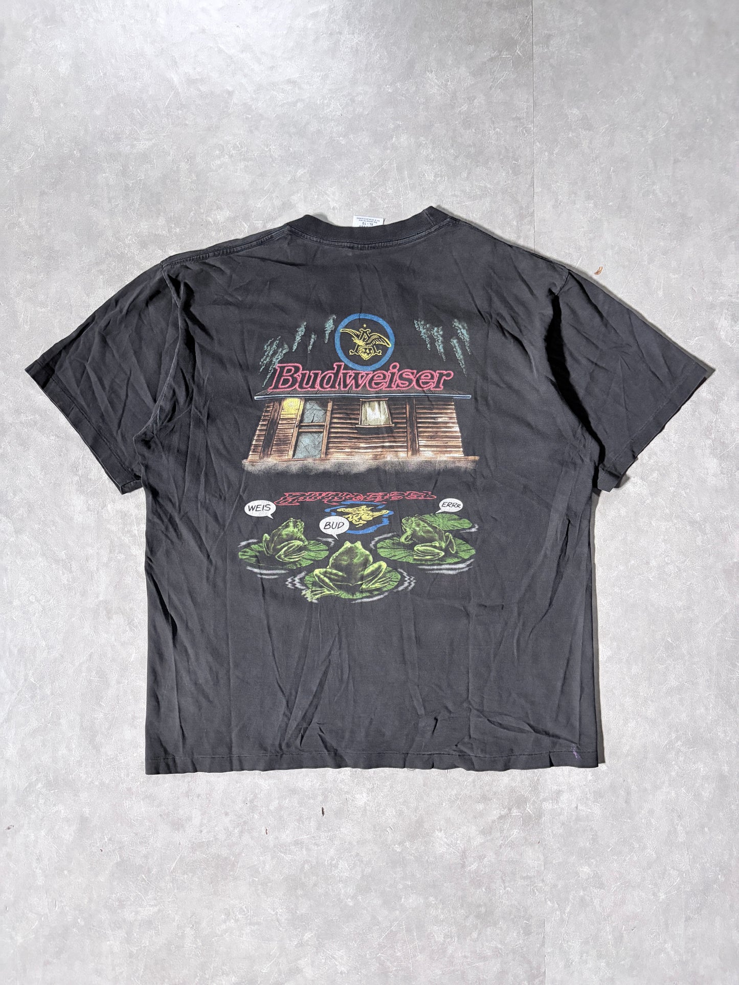 90s Vintage Budweiser Frogs Black T-Shirt -XL