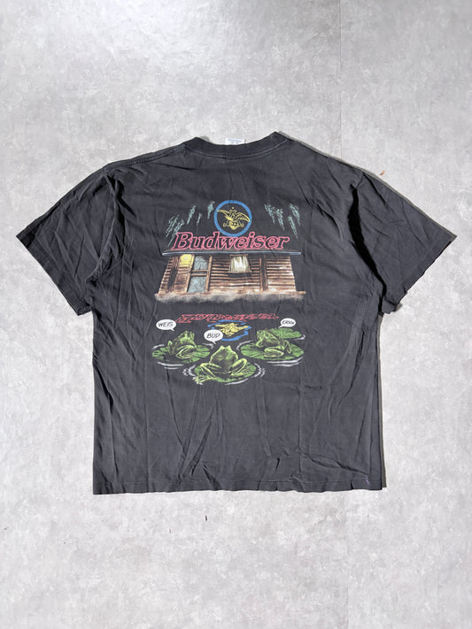 90s Vintage Budweiser Frogs Black T-Shirt -XL