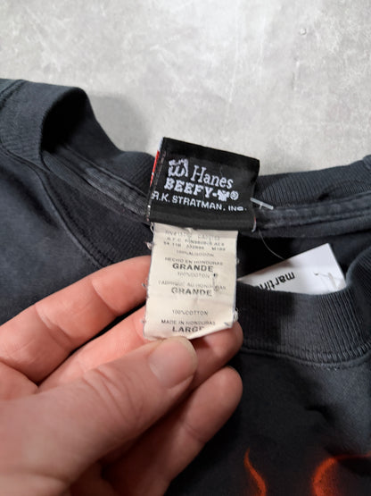90s Vintage Harley Davidson Flame Sleeve Black Long Sleeve Shirt -L