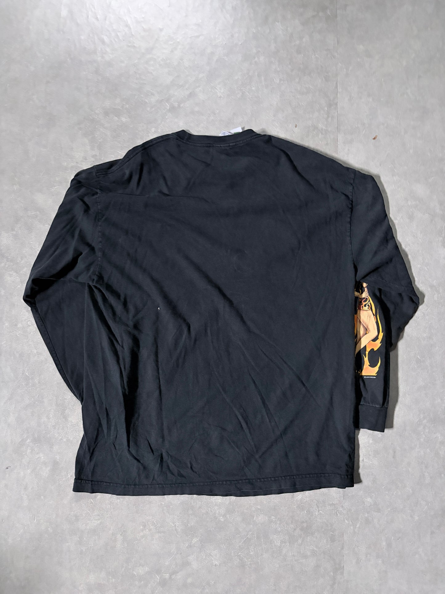 90s Vintage Trucker Chicks Flame Sleeve Black T-Shirt -XL