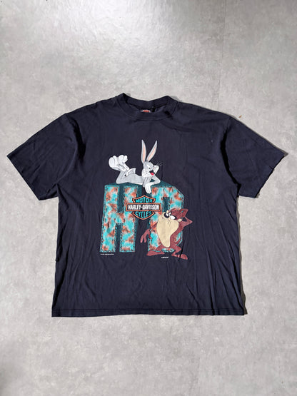 90s Vintage Harley Davidson Looney Tunes Black T-Shirt -XL