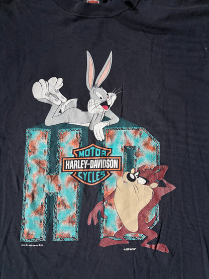 90s Vintage Harley Davidson Looney Tunes Black T-Shirt -XL