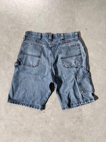 2000s Vintage Wrangler Distressed Light Wash Carpenter Jorts -34W